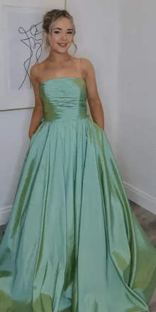 sage green ballgown