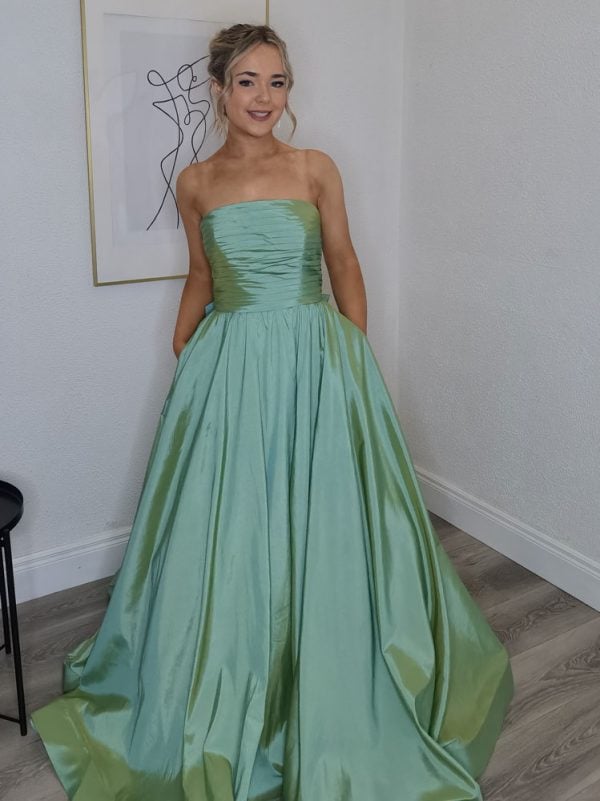 sage green ballgown