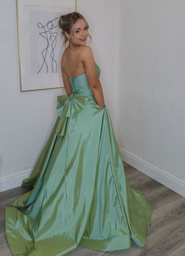 sage green ballgown