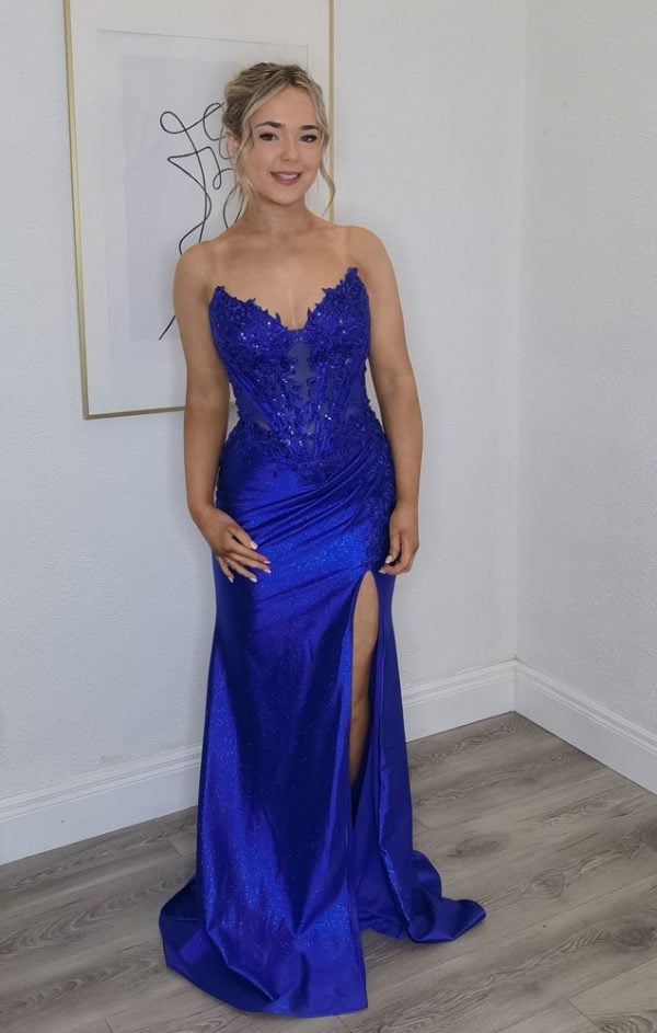 royal blue fitted evening gown