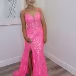 pink sequin gown