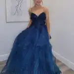 dusky blue ballgown