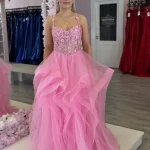 pink beaded corset ballgown