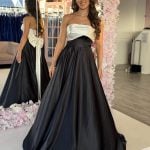 aoife black and white satin ballgown