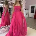 bia pink strapless ballgown