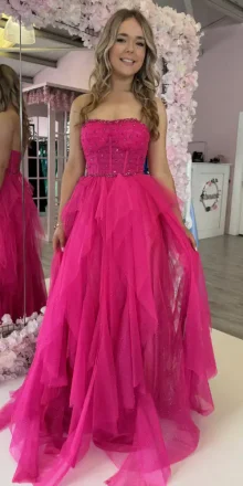 bia pink strapless ballgown