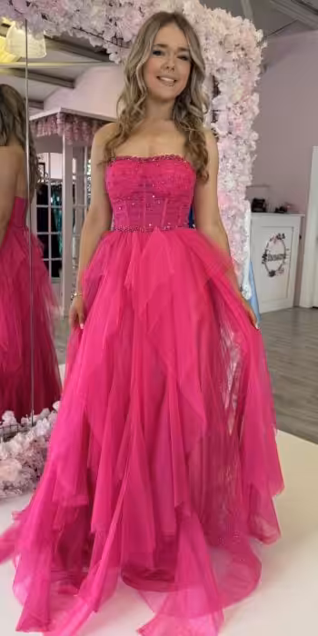 bia pink strapless ballgown