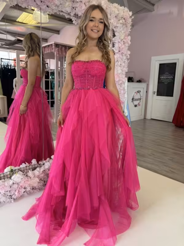 bia pink strapless ballgown