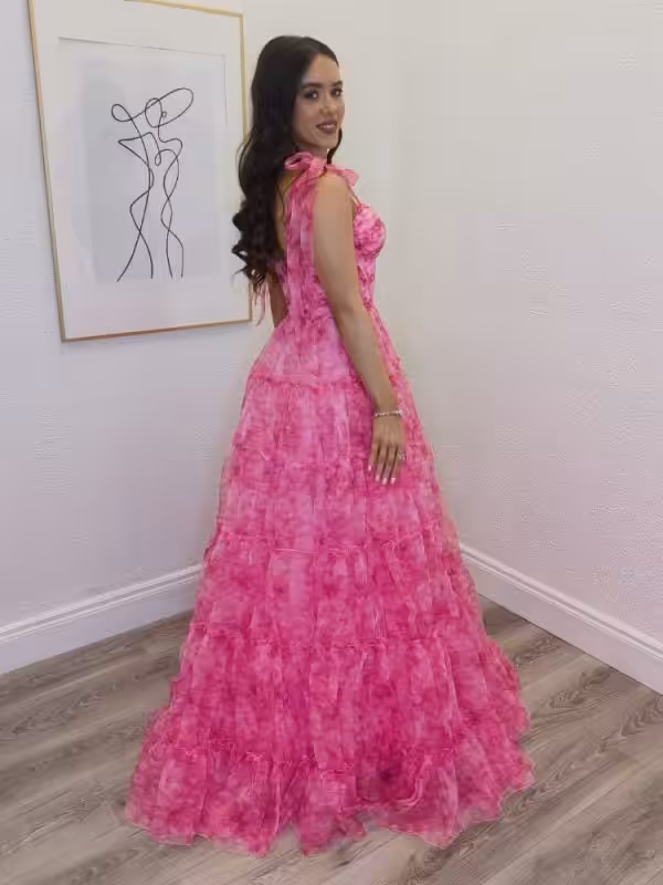 cody pink floral ballgown
