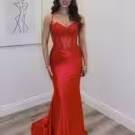 elma red fitted corset dress