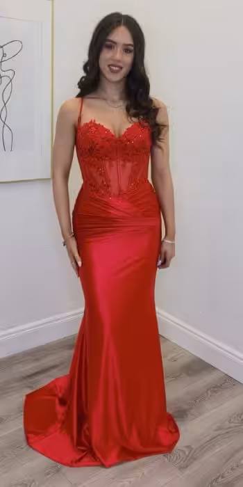 elma red fitted corset dress