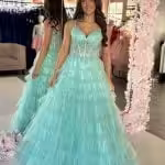 flora mint corset ballgown