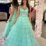 flora mint corset ballgown