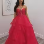 strapless pink ballgown