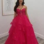 strapless pink ballgown