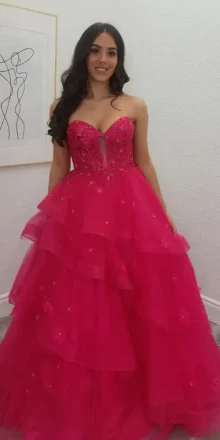strapless pink ballgown