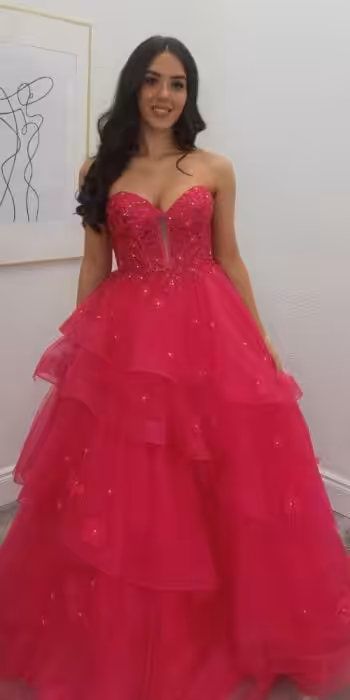 strapless pink ballgown
