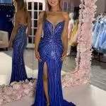 jordan royal blue sparkle fitted dress