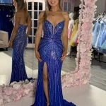 jordan royal blue sparkle fitted dress