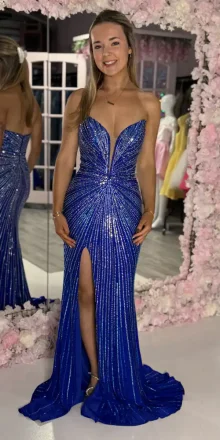 jordan royal blue sparkle fitted dress