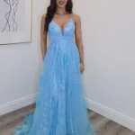 Keeley Light Blue Sparkle Ballgown