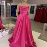lulu hot pink satin aline gown