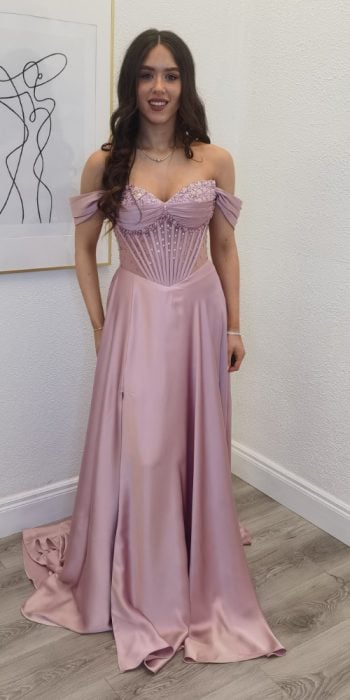 melia blush pink aline gown