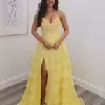 seraphina yellow corset ruffle ballgown