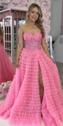 shiani lace corset ruffle ballgown