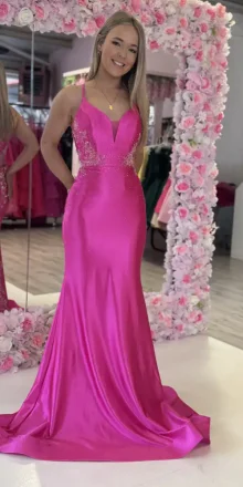 neveada pink fitted gown