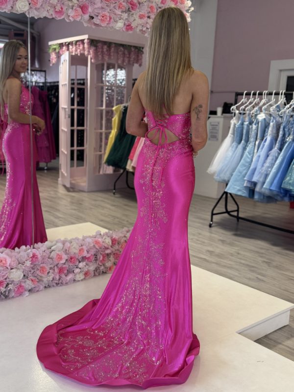 neveada pink fitted gown