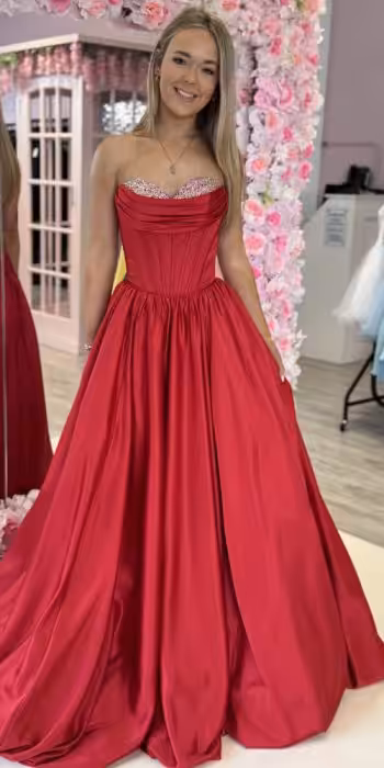 red sweetheart ballgown