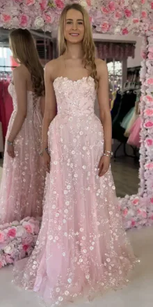 pink and white beaded gown