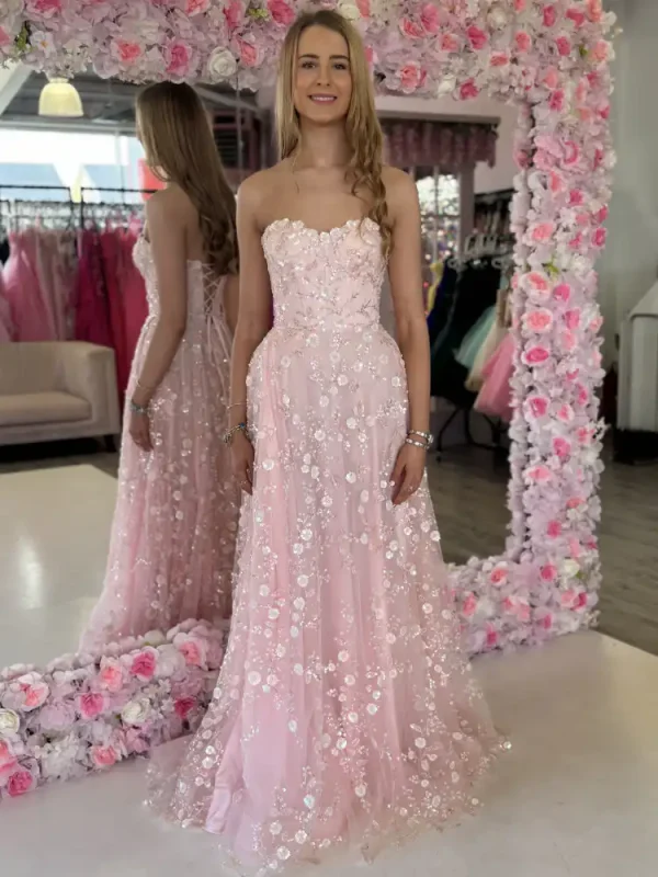 pink and white beaded gown pink and white beaded gown